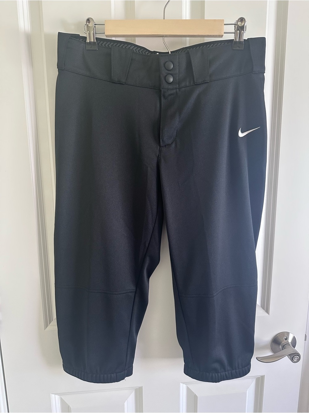 Nike Black Cropped Pants with White Swoosh